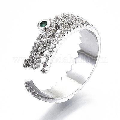 Латунные кольца из манжеты с прозрачным цирконием RJEW-S045-021P-NR-1