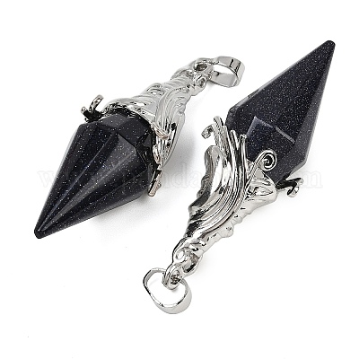 Большие подвески из натуральных и синтетических смешанных драгоценных камней с огранкой в форме двухконусов G-Z101-03P-1