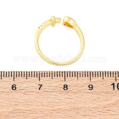 Латунные кольца-манжеты с микропаве и прозрачным цирконием для женщин RJEW-U047-15G-1