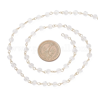 Цепи-рондели ручной работы из нержавеющей стали 304 из стекла AJEW-JB01460-1