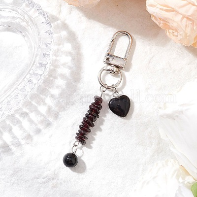 Подвеска в форме сердца из натурального обсидиана HJEW-JM03194-01-1