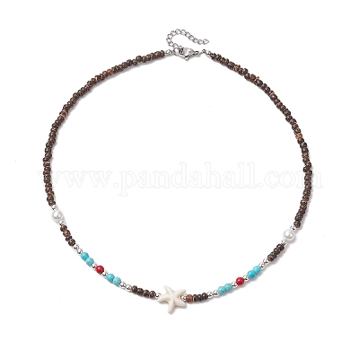 Летние пляжные бусины из синтетической бирюзы и натурального кокоса NJEW-JN05208-01-1