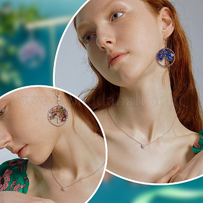 5 пара 5 стильных серег с подвесками в виде дерева жизни из натурального смешанного камня в обертке EJEW-UN0001-97-1