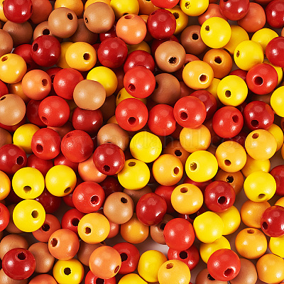 240шт 6 цвета натуральные деревянные бусины WOOD-TA0002-74D-1