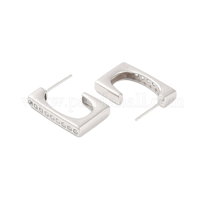 925 серьги-гвоздики из стерлингового серебра с прозрачным кубическим цирконием EJEW-U013-05P-1