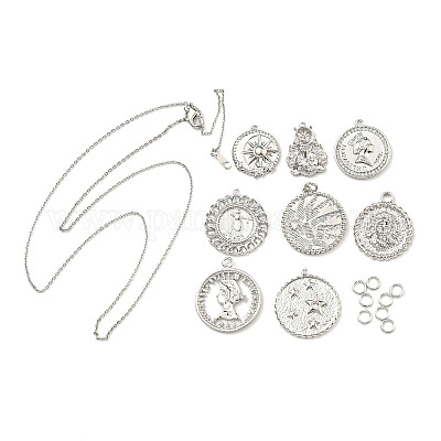 DIY плоские круглые латунные микропаве прозрачные подвески с кубическим цирконием KK-S386-39P-1