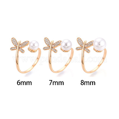 Оправы для колец-манжет из латуни с микропаве из прозрачного кубического циркония KK-T076-31G-1