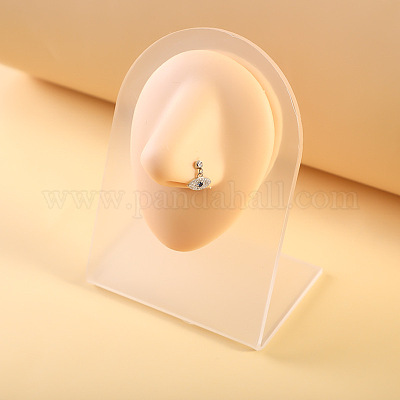 Кольца для носа Г-образной формы из хирургической нержавеющей стали 316L с микропаве из прозрачного кубического циркония WGEAB3E-04-1