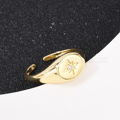 Латунные кольца-манжеты с микропаве и прозрачным цирконием для женщин RJEW-U048-01G-1