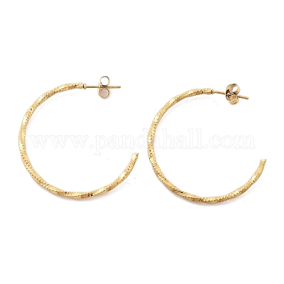 Серьги-гвоздики из нержавеющей стали 304 в форме буквы С EJEW-R017-02G-01-1