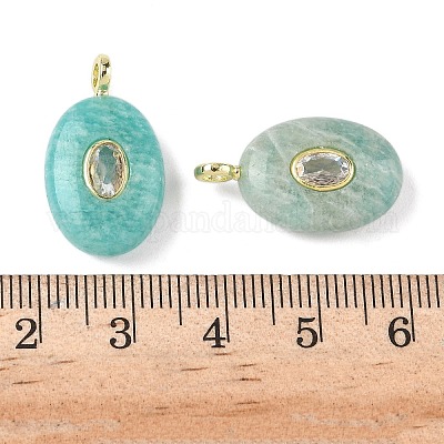 Подвески из натурального амазонита и кубического циркония G-Z076-01G-15-1