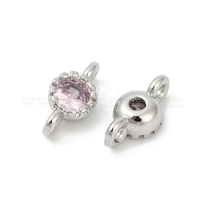 Латунные плоские круглые подвески-соединители из кубического циркония KK-H204-02P-06-1