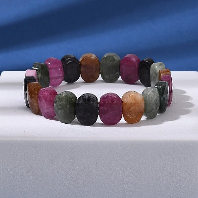 Овальные браслеты из натурального малайзийского нефрита с бусинами G-P589-02A-04-1