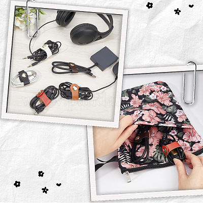 20 шт. 5 цвета pu кожаный ремешок для хранения кабелей данных AJEW-GF0008-50-1