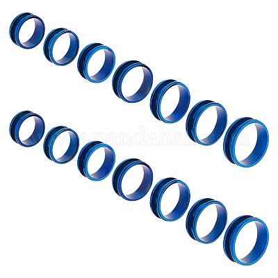 14 шт. набор из 7 колец унисекс из нержавеющей стали с рифлением RJEW-UN0002-65BL-1