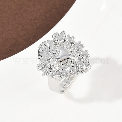 Регулируемые кольца в форме сердца из нержавеющей стали 304 для женщин RJEW-A074-07P-1