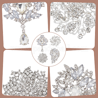 4 шт. 4 шт. брошь-булавка в виде цветка со стразами JEWB-AN0001-04-1