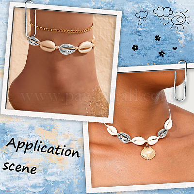 80 шт. гальванизированные натуральные бусины из ракушек каури BSHE-LT0001-06P-1