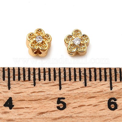 Латунные микро проложить кубического циркония бусы KK-D407-14G-1