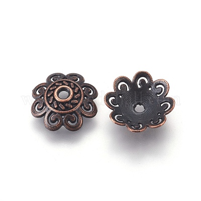 Крышки для бусин тибетского стиля TIBEB-00955-R-NR-1