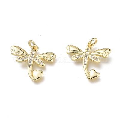 Латунные микропаве прозрачные подвески с фианитом ZIRC-Q024-09G-1