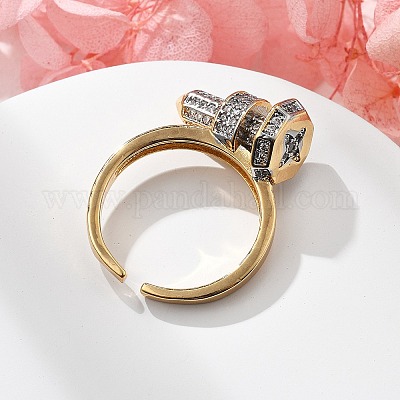 Латунь манжеты кольца RJEW-D314-02G-1