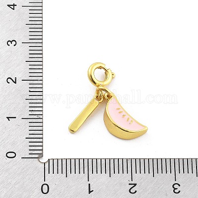 Латунная эмалевая подвеска с фруктами HJEW-P020-01E-G-1