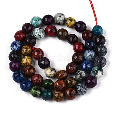 Окрашенные природные белый нефрит бисер пряди G-T139-8mm-60-06-1