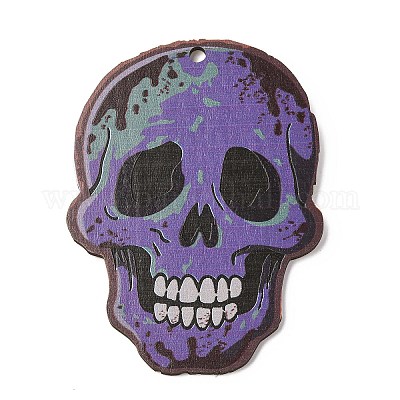 Большие деревянные подвески с принтом в стиле Хэллоуина WOOD-I016-01G-1