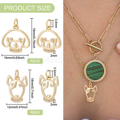 8шт 2 стиля латунные микропаве прозрачные подвески с кубическим цирконием KK-BC0010-32-1