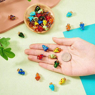 32 шт. 8-х цветные бусины ручной работы в технике лэмпворк с выпуклыми краями LAMP-BY0001-05-1