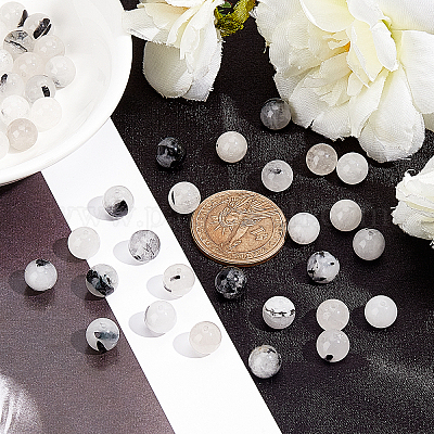 Нити бусин из натурального черного рутилированного кварца G-AR0003-57-1