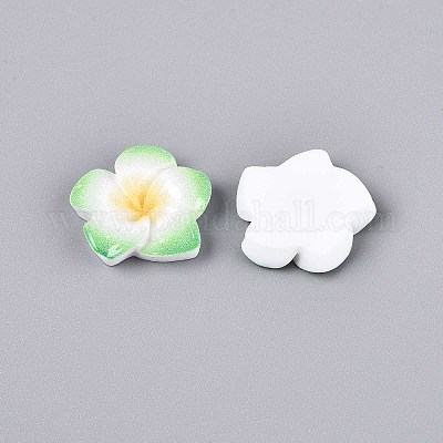 Кабошоны из непрозрачной смолы в виде цветка плюмерии CRES-T025-30G-02-1