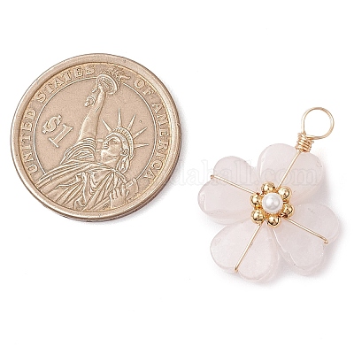 Подвески из натурального розового кварца с клевером PALLOY-JF03180-04-1