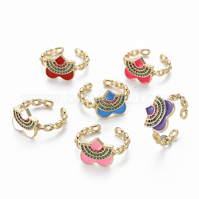 Латунные микро проложить манжеты кольца кубического циркония RJEW-Q164-011-NF-1