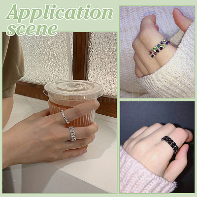 8 шт. 4 цвета страз эластичные кольца для женщин RJEW-ME0001-03-1