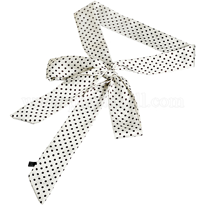 Длинный шелковый шарф из полиэстера с узором в горошек для женщин и девочек AJEW-WH20042-79A-1