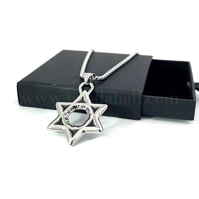 Мужские ожерелья из нержавеющей стали с подвеской в виде звезды Дэвида в стиле хип-хопа для повседневной носки и вечеринок MN2235-1