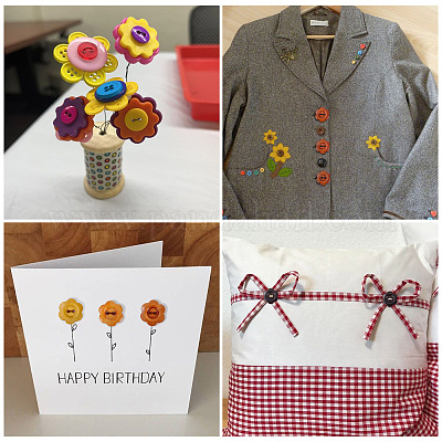 120 шт. 6-х цветные деревянные пуговицы-цветы с 2 отверстиями&nbsp;BUTT-TA0001-40C-1