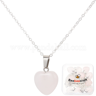 10 шт. ожерелье с геометрическим кулоном из натурального розового кварца NJEW-BBC0001-17-1