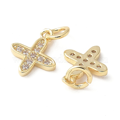 Латунные микропаве прозрачные подвески с фианитом KK-Q031-31G-02-1