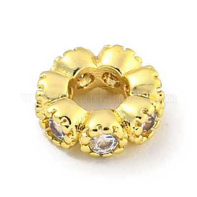 Бусины-проставки из латуни с кубическим цирконием KKB-L215-029A-LG-1