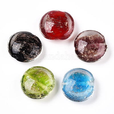 Светящиеся бусины лэмпворк из золота и песка ручной работы FOIL-T006-02-1