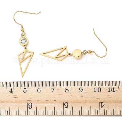 Серьги-подвески из нержавеющей стали 304 с треугольными подвесками EJEW-Z129-07G-1