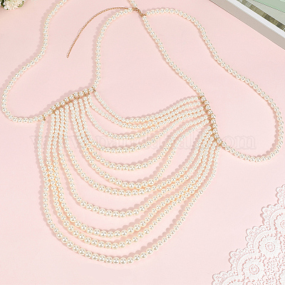 Пластиковые искусственные жемчужины круглые бусины плечевые цепи AJEW-WH20006-210-1