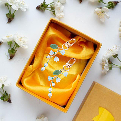 Подвеска из стекла и акрила в виде ландыша и лампворка HJEW-DR00039-1