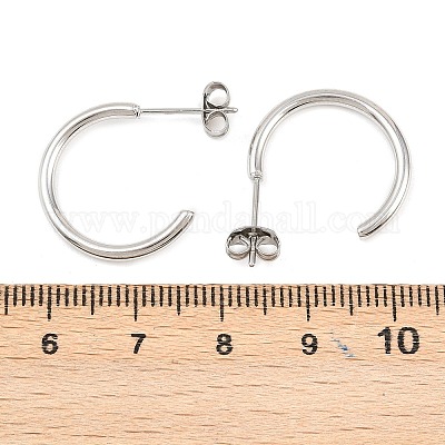 Серьги-гвоздики C-образной формы из нержавеющей стали 316 EJEW-D339-03P-1