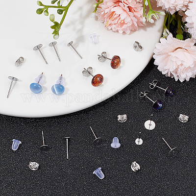 300 шт. 3 стиля 304 нержавеющая сталь плоские круглые пустые штифты для сережек STAS-SC0007-32-1