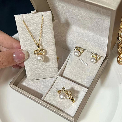 Ожерелья с подвесками и кольцами из натурального пресноводного жемчуга с бантом FS-WGFC678-01-1