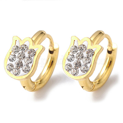 Серьги-кольца с кристаллами и стразами EJEW-A094-06G-1